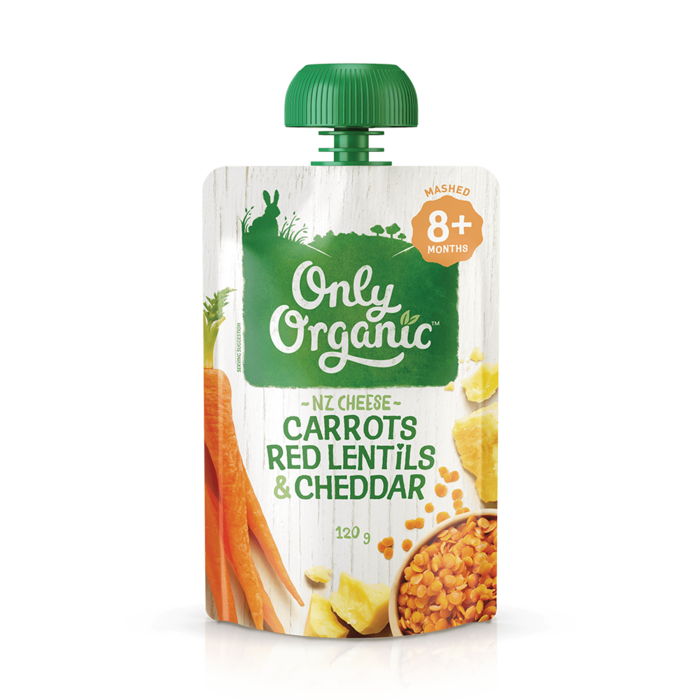Only Organic Carrots, Red Lentils & Cheddar Savoury Pouch