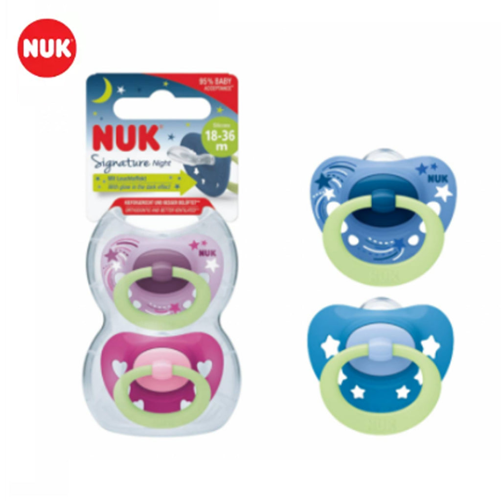 NUK Signature Night Silicone Soother Twin Pack (18m-36m)