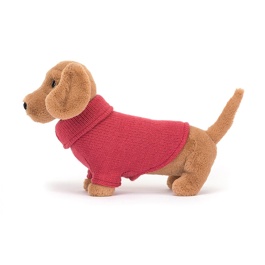 Jellycat Sweater Sausage Dog Pink