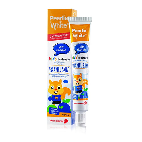Pearlie White Enamel Safe Kids' Toothpaste with Flouride - Blueberry 45gm