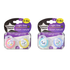 Tommee Tippee Closer to Nature 2pk Night Time Soother  with Case