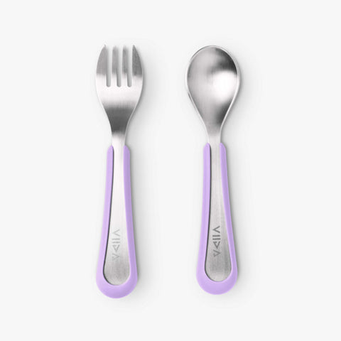 Viida Souffle Series Anti-bacterial Stainless Steel Fork & Spoon - Large