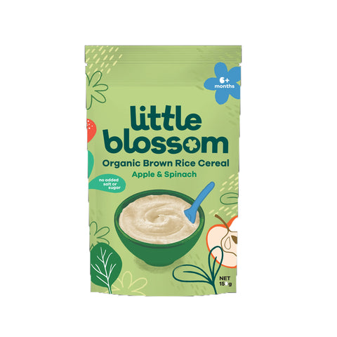 Little Blossom Organic Brown Rice Cereal | Apple & Spinach