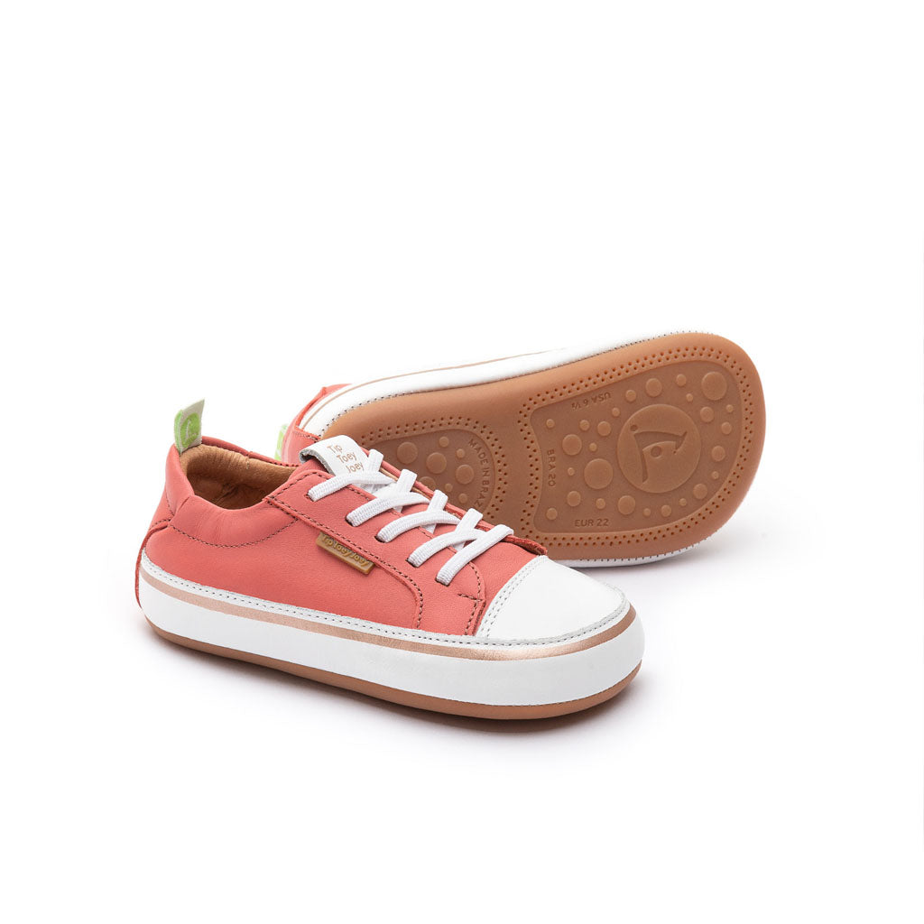 Tip Toey Joey Toddler Sneakers Funky - Coral/Matte White