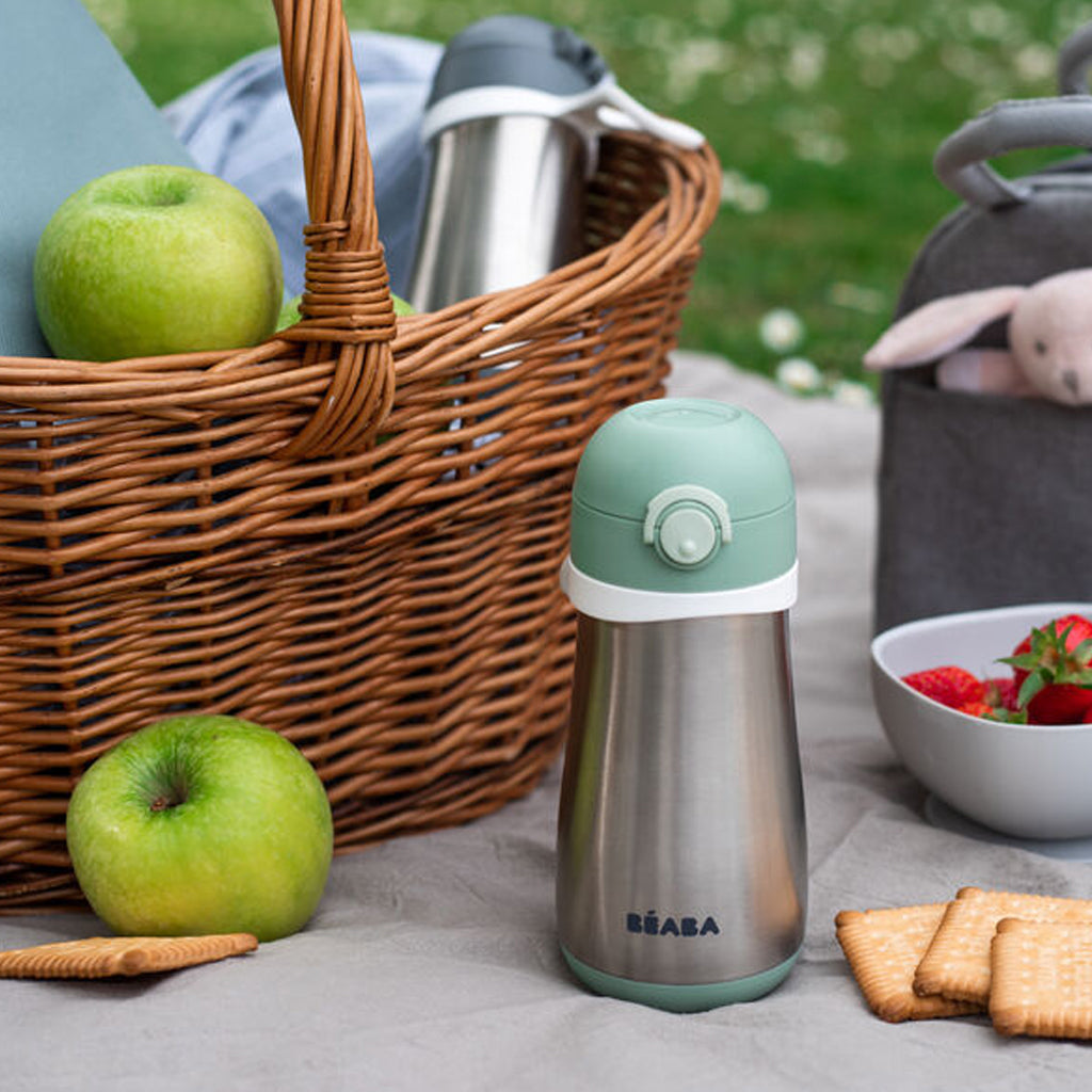 Beaba Stainless Steel Spout Bottle 350 ml Sage Green