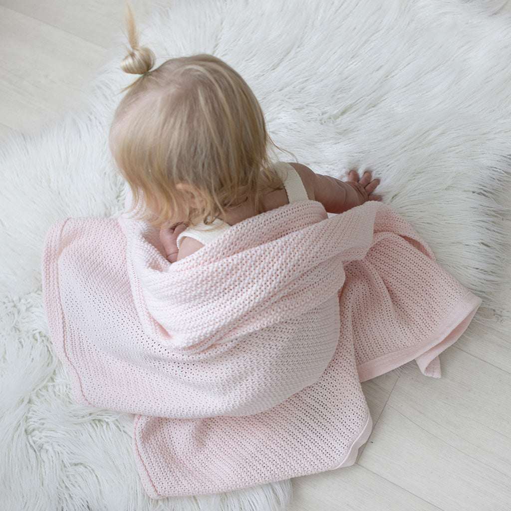 Living Textiles Organic Cot Cellular Blanket - Rose Quartz