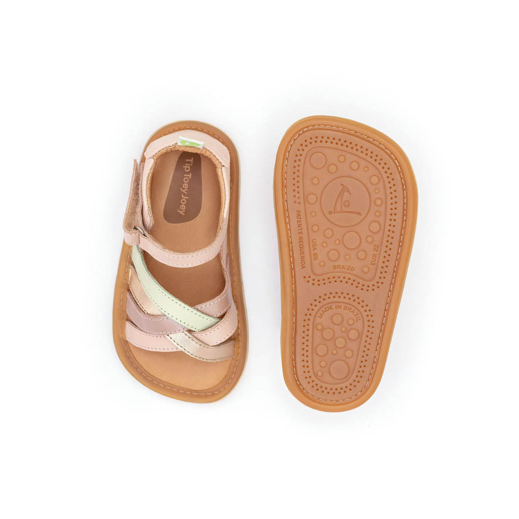 Tip Toey Joey Toddler Sandal Criss Cross - Cotton Candy/Metallic Salmon/Aloe Wash