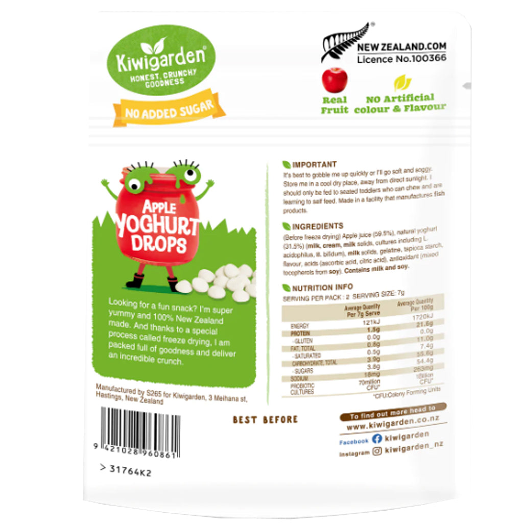 KiwiGarden Apple Yoghurt Drops 14g - No added sugar