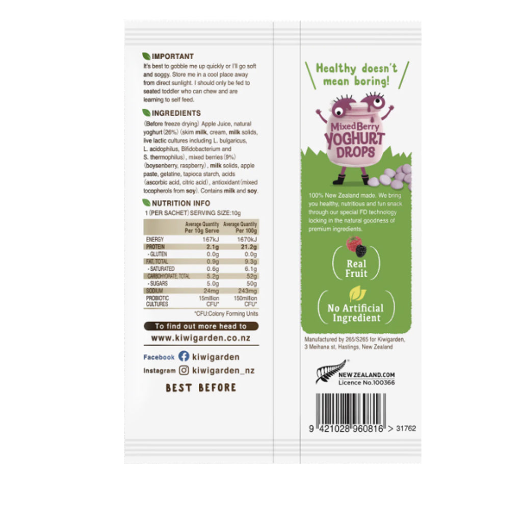 KiwiGarden Mixed Berry Yoghurt Drops 10g