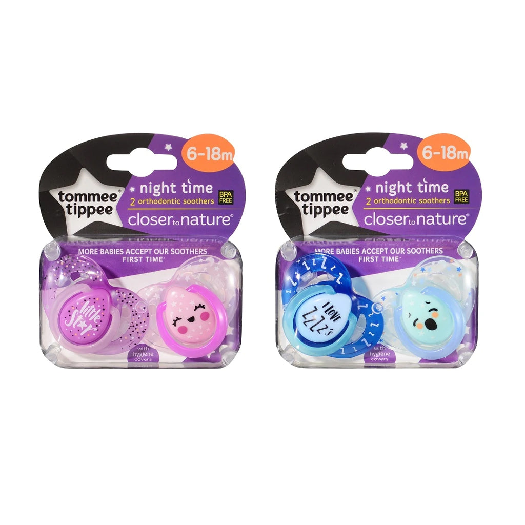 Tommee Tippee Closer to Nature 2pk Night Time Soother  with Case