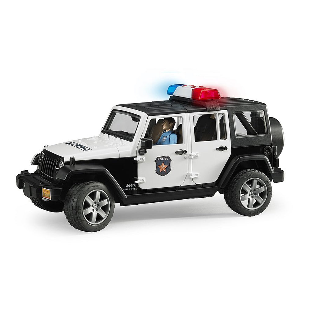 Bruder Jeep Wrangler Unlimited Rubicon Police vehicle with policeman and accessories