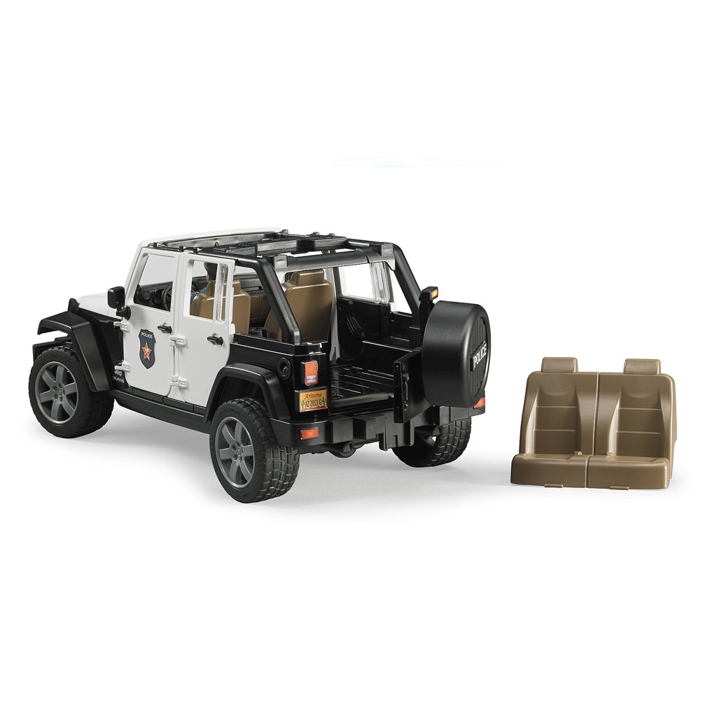 Bruder Jeep Wrangler Unlimited Rubicon Police vehicle with policeman and accessories