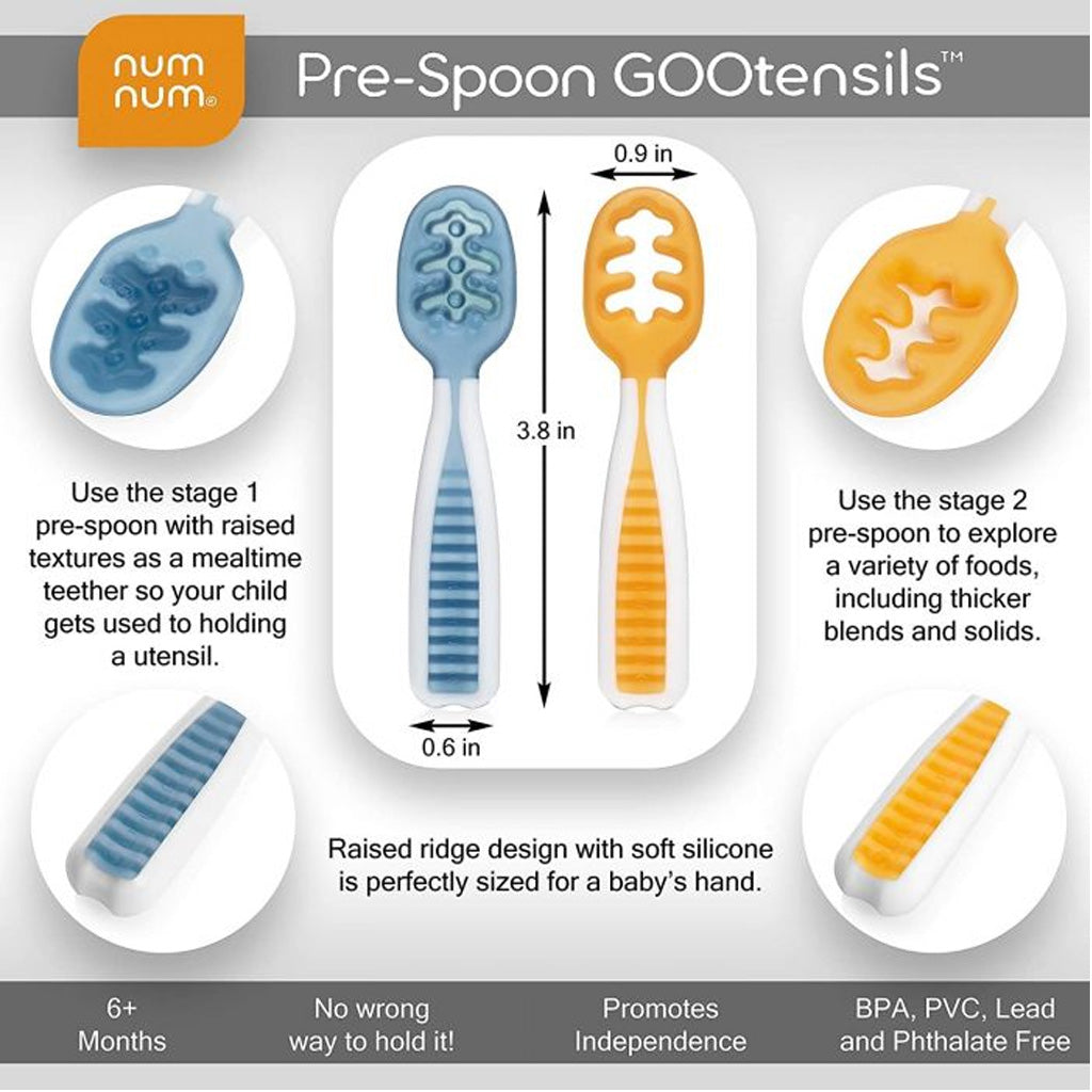 NumNum Pre-Spoon GOOtensil Silicone Spoon (2 Pack)