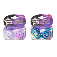 Tommee Tippee Closer to Nature 2pk Night Time Soother  with Case