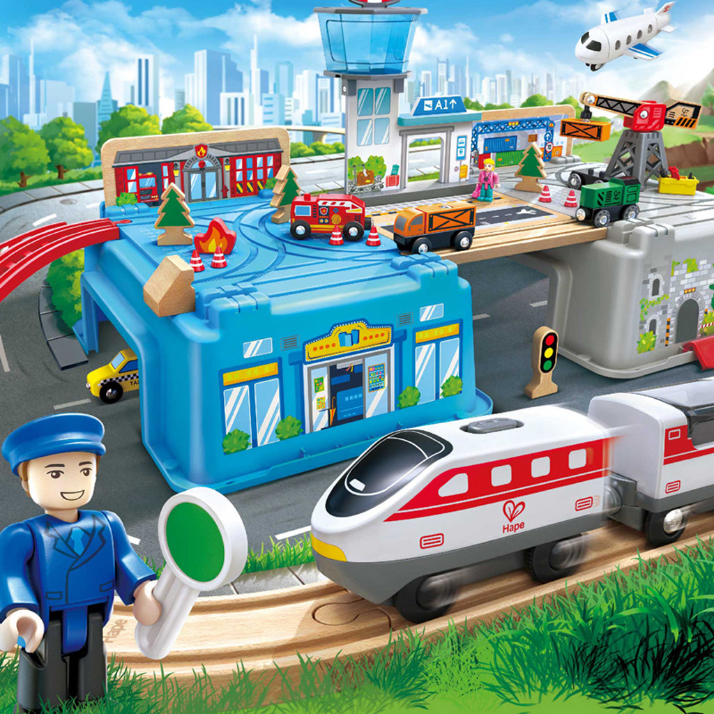 Hape Train Track Transportation Hub Storage Set