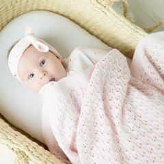 Living Textiles 100% Cotton Lattice Knit Baby Blanket - Blush Pink