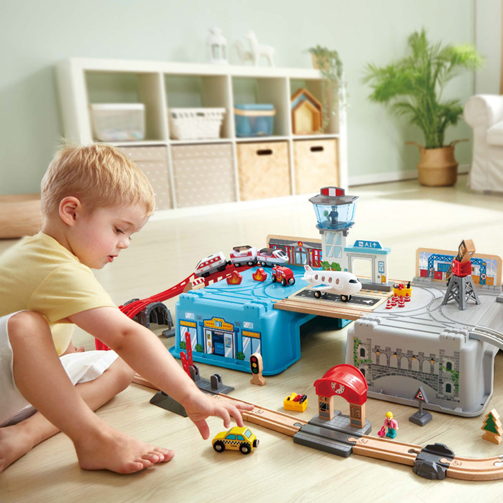 Hape Train Track Transportation Hub Storage Set