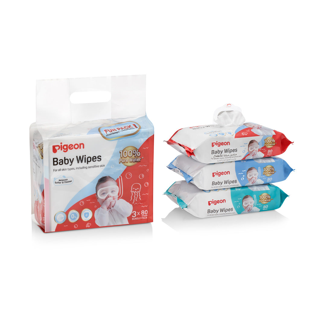 Pigeon 100% Water Wipes 3 x 80s