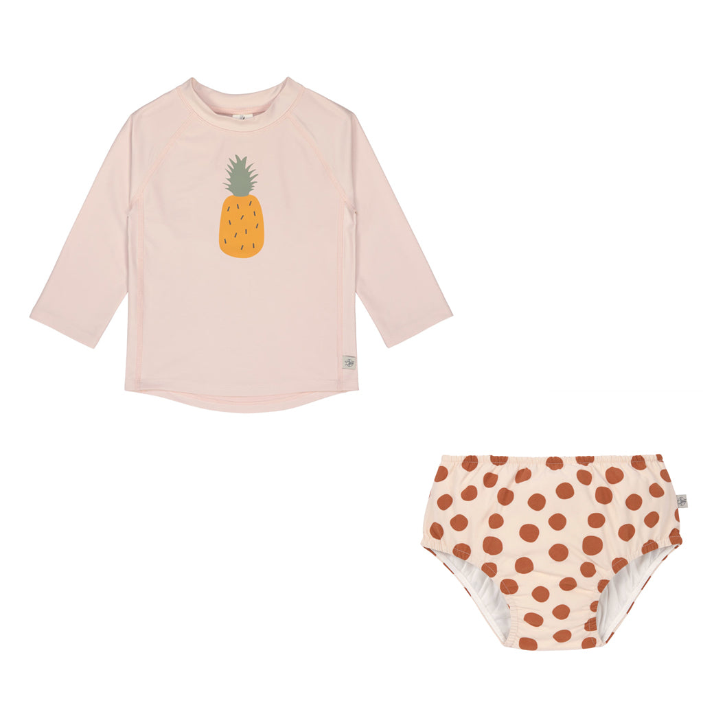 Lassig Girls Long Sleeve Rashguard, Pineapple + Swim Diaper