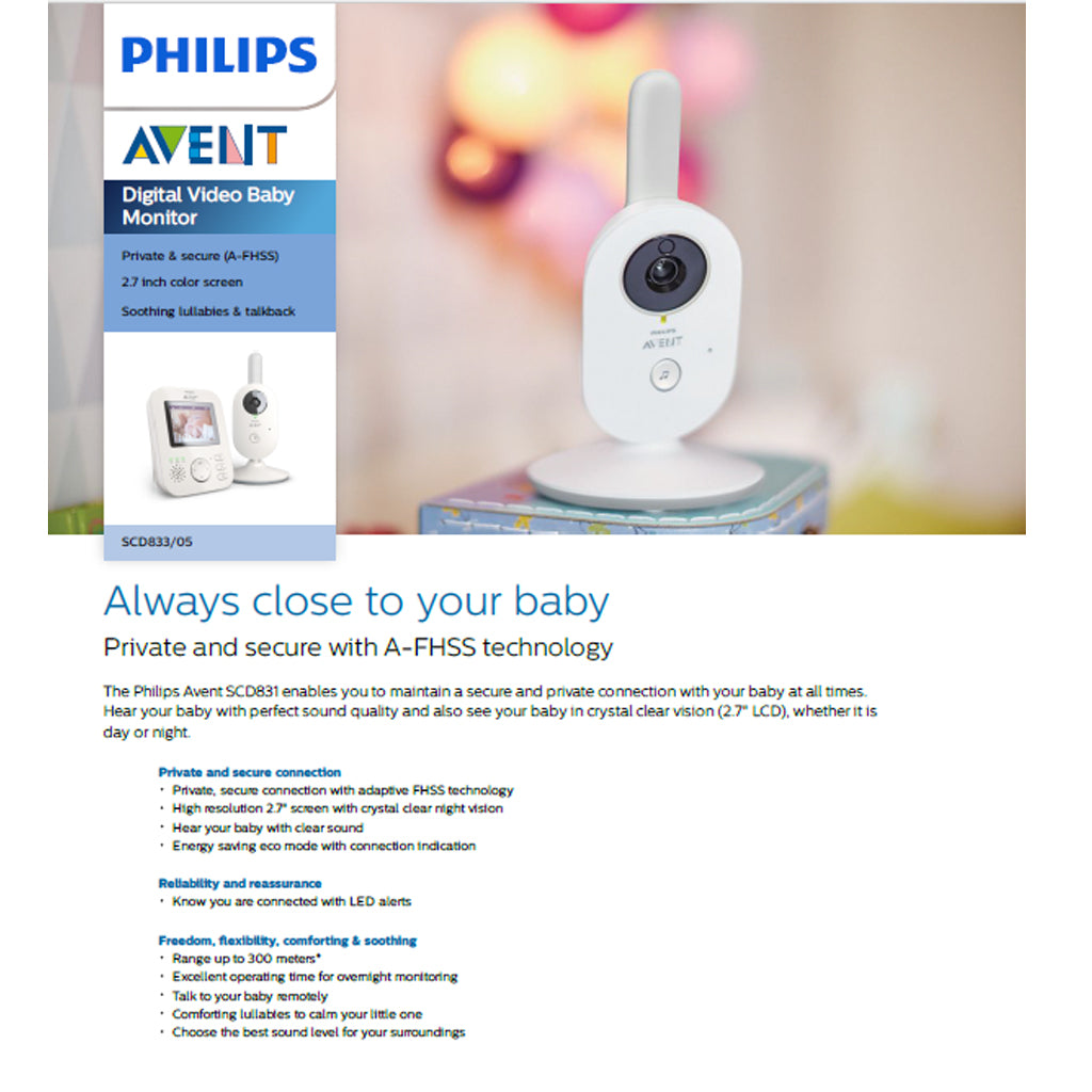 Avent Digital Video Baby Monitor SCD833/05