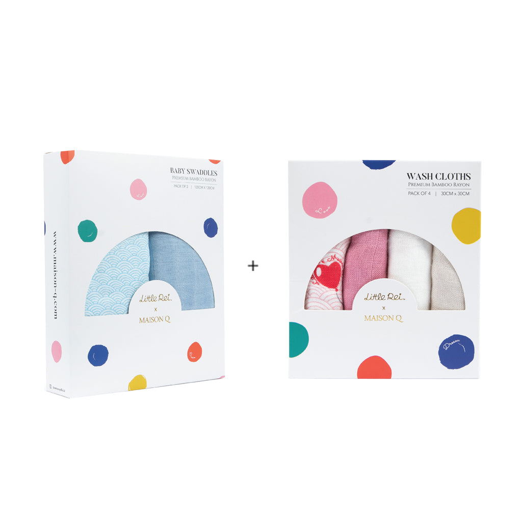 Little Rei x Maison Q Swaddle & Wash Cloth Bundle