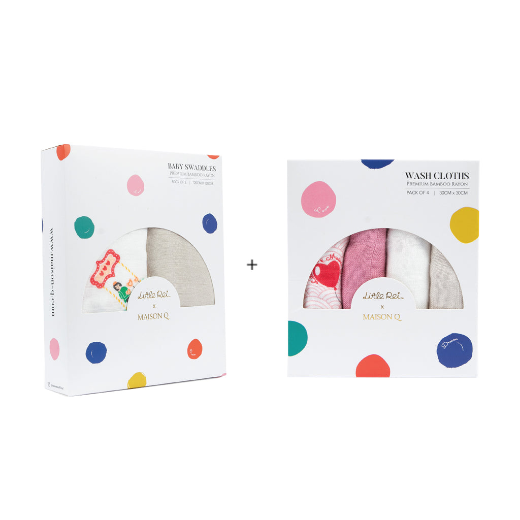 Little Rei x Maison Q Swaddle & Wash Cloth Bundle