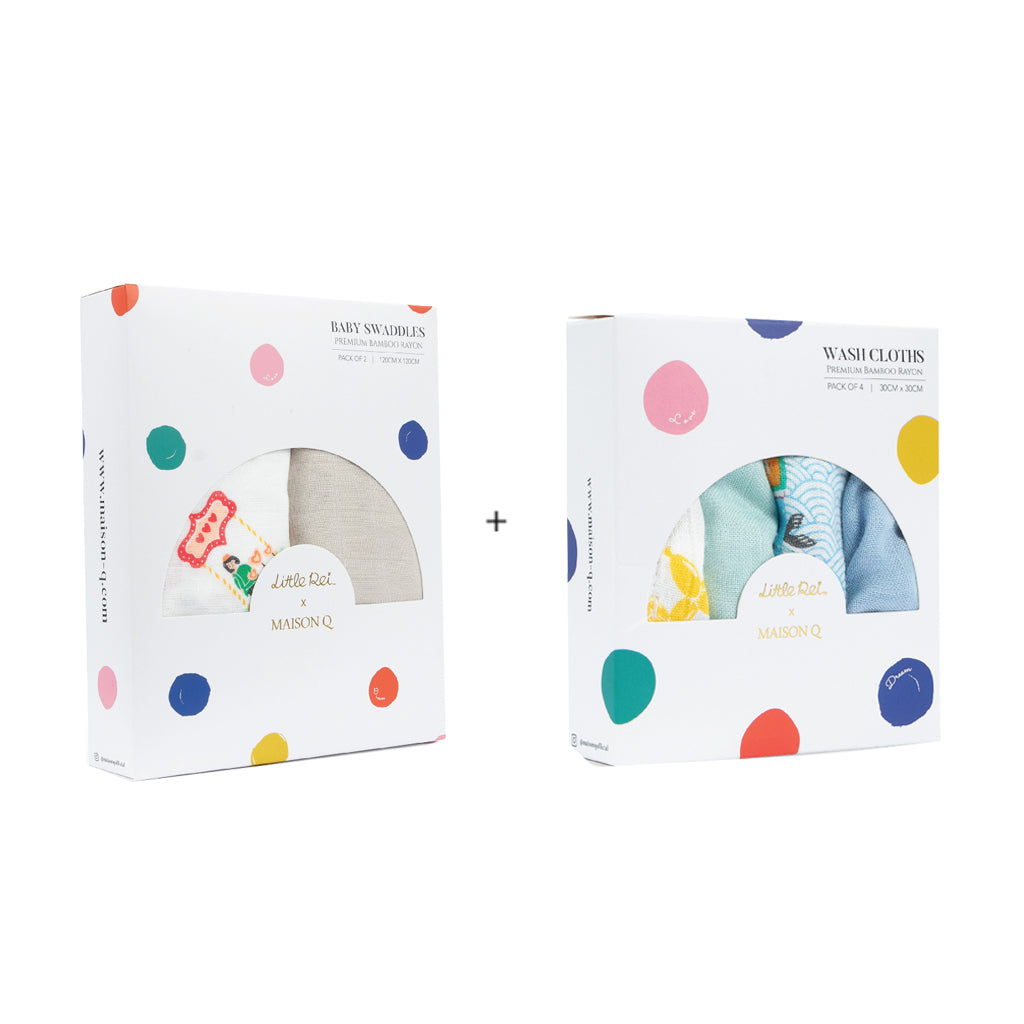 Little Rei x Maison Q Swaddle & Wash Cloth Bundle