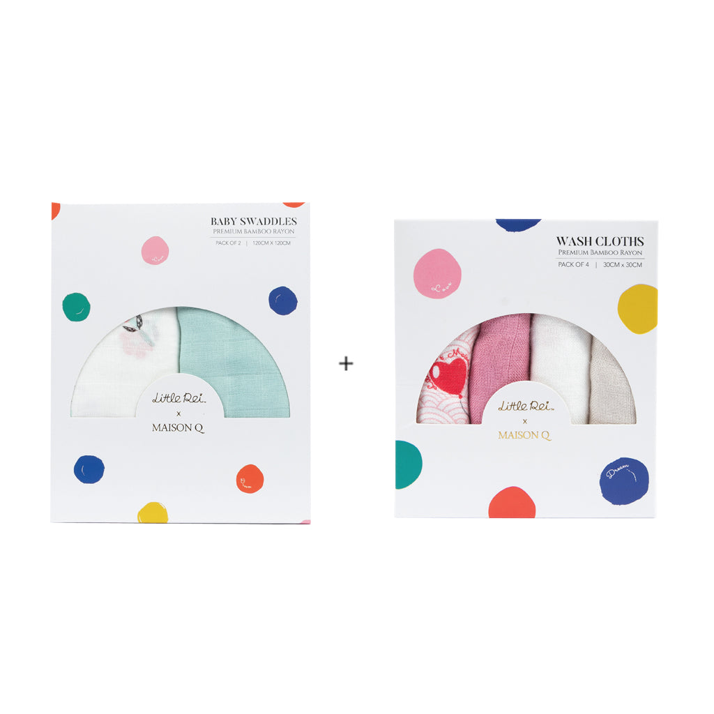 Little Rei x Maison Q Swaddle & Wash Cloth Bundle