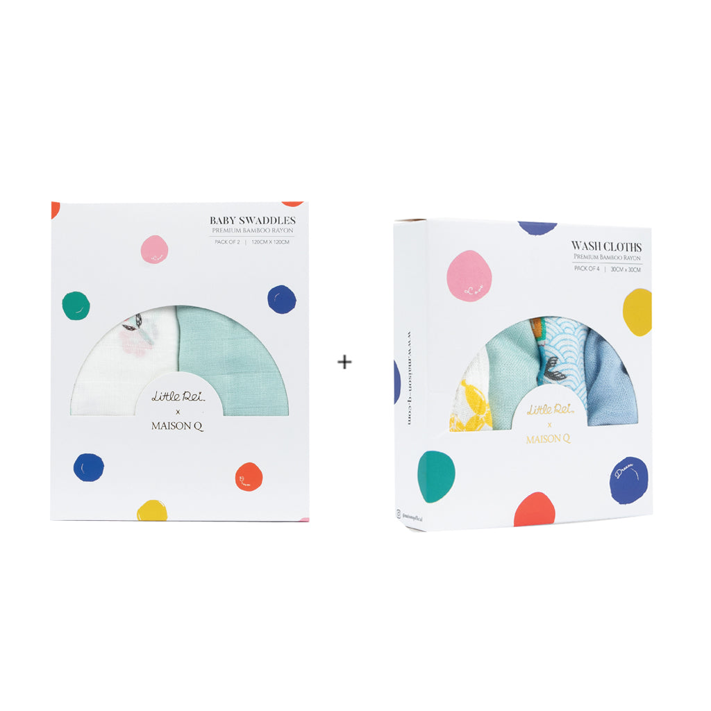 Little Rei x Maison Q Swaddle & Wash Cloth Bundle