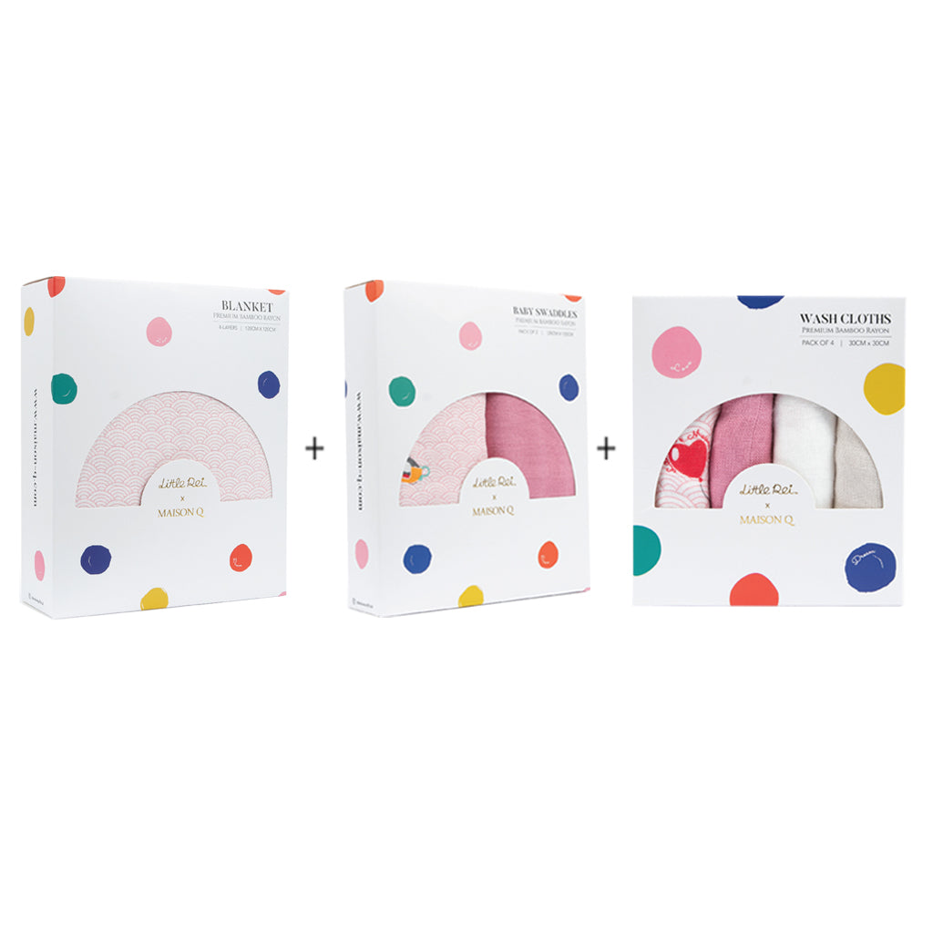 Little Rei x Maison Q Blanket, Swaddle & Wash Cloth Bundle