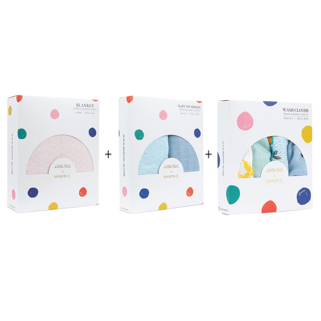 Little Rei x Maison Q Blanket, Swaddle & Wash Cloth Bundle