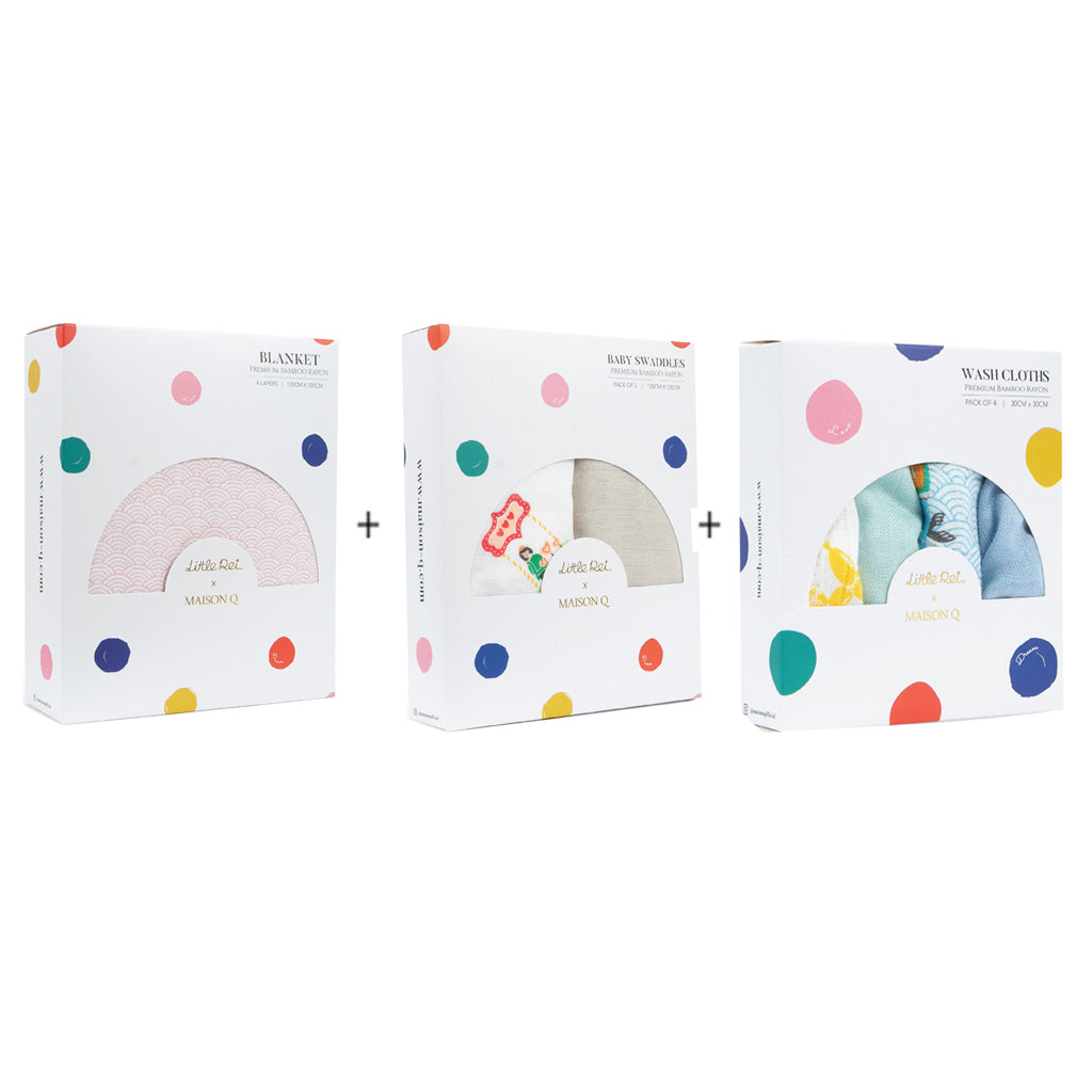 Little Rei x Maison Q Blanket, Swaddle & Wash Cloth Bundle