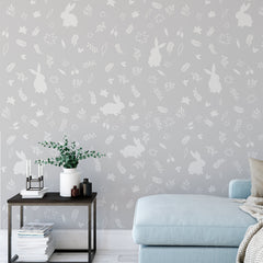 Urban Li'l Bunny Wallpaper - Grey
