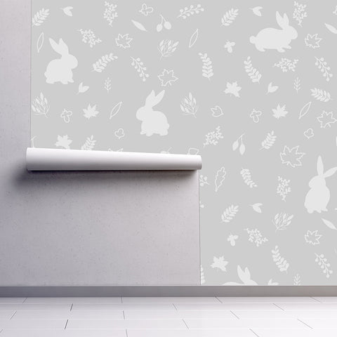 Urban Li'l Bunny Wallpaper - Grey