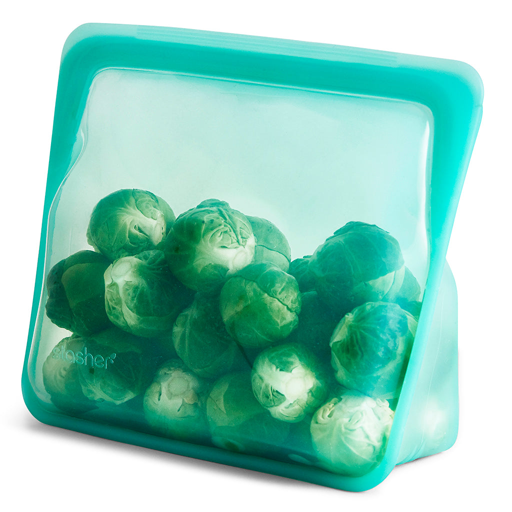 Stasher Reusable Silicone Food Bag, Aqua, Large Stand Up Bag (1.6 litres)