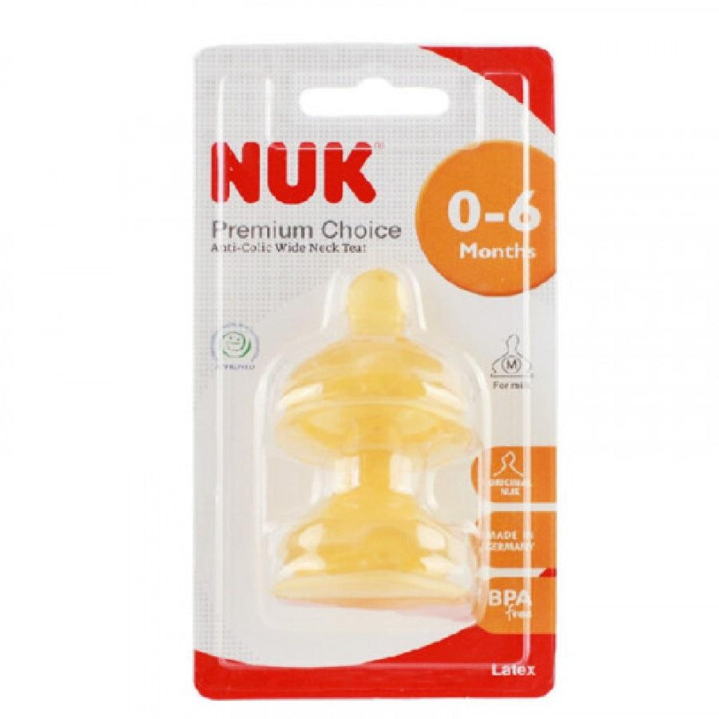 NUK Premium Choice Latex Teats Size 1 (0-6M) - 2pcs/pack