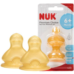 NUK Premium Choice Latex Teats Size 2 (6M+) - 2pcs/pack