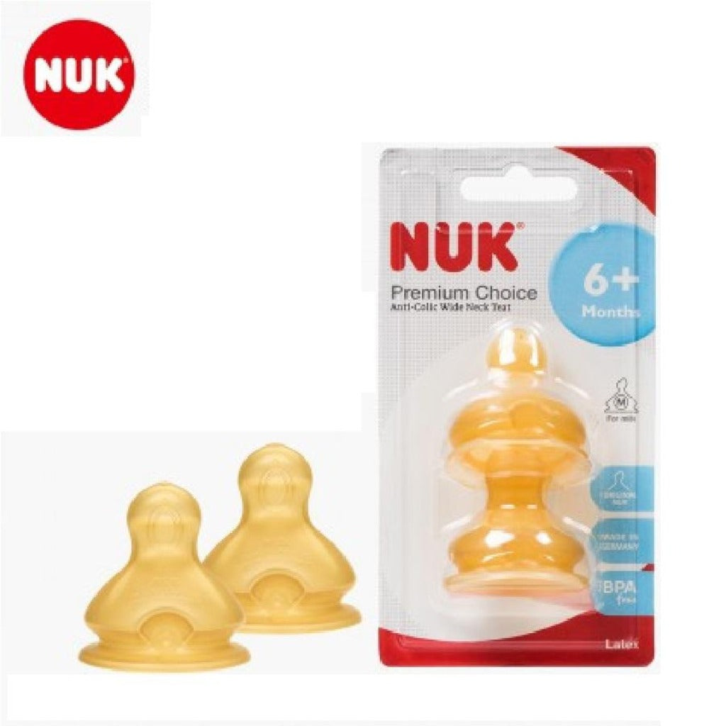 NUK Premium Choice Latex Teats Size 2 (6M+) - 2pcs/pack