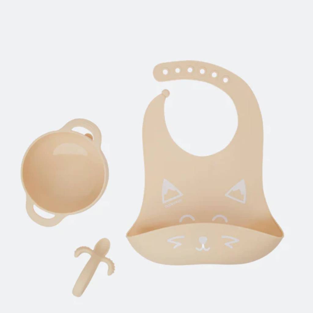 Babymoov First ISY 3-Piece Silicone Bowl, Spoon & Bib Baby Weaning Set