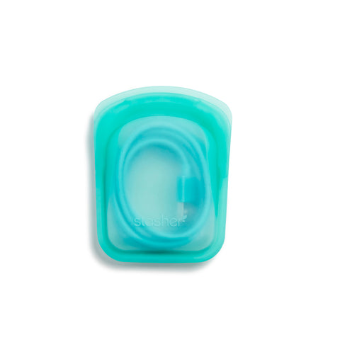 Stasher Reusable Silicone Pocket, Clear & Aqua, 2 Pack (118 ML each)