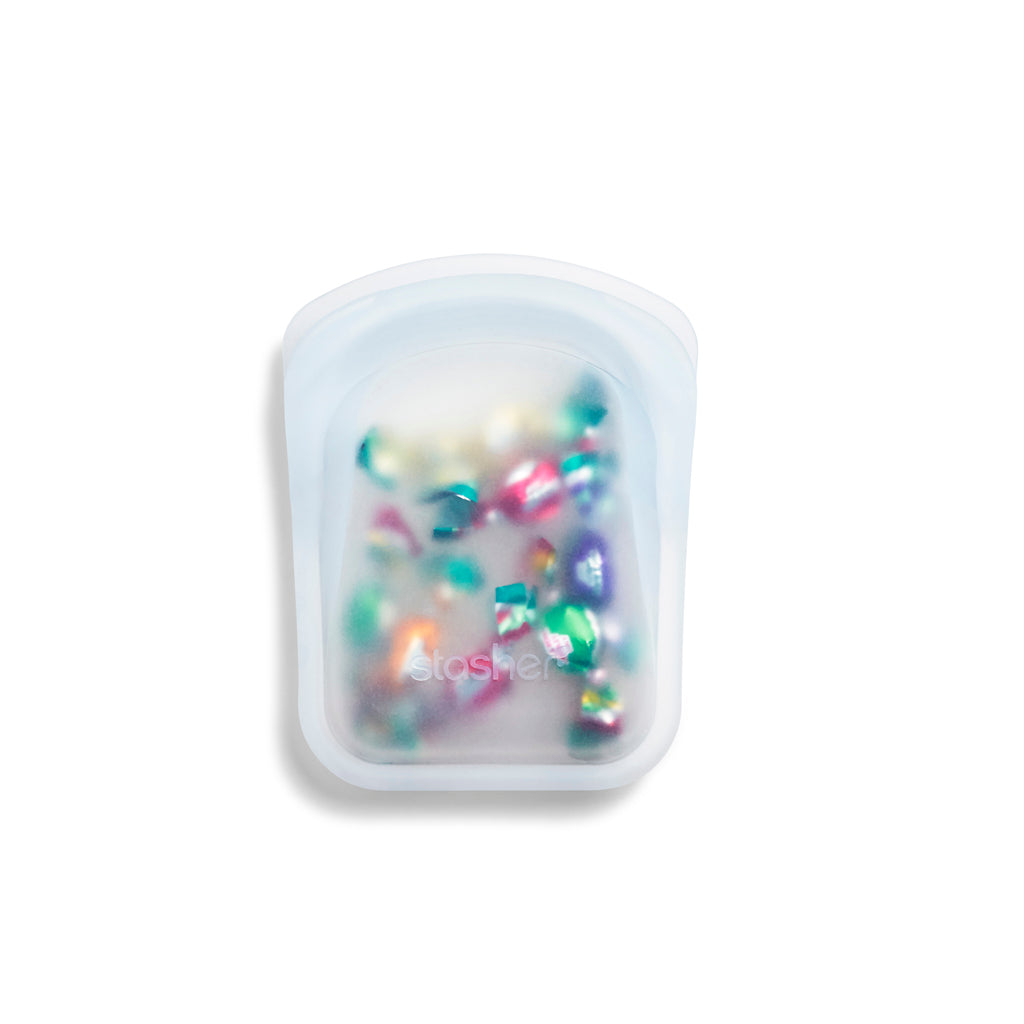 Stasher Reusable Silicone Pocket, Clear & Aqua, 2 Pack (118 ML each)