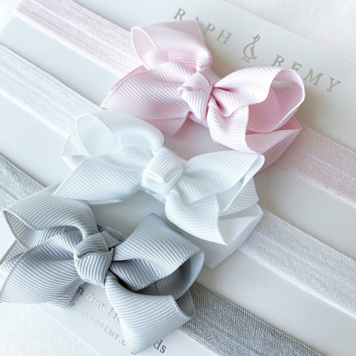 Raph&Remy Premium Newborn Bow Headbands Trio Pack