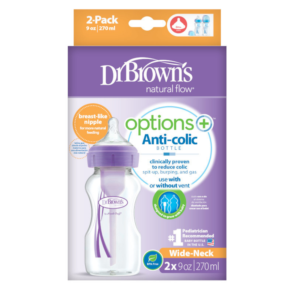 Dr. Brown’s 270ml PP Wide-Neck “Options+” Bottle, 2-Pack