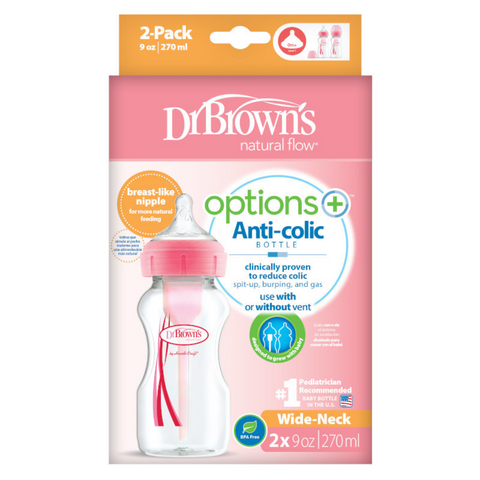 Dr. Brown’s 270ml PP Wide-Neck “Options+” Bottle, 2-Pack