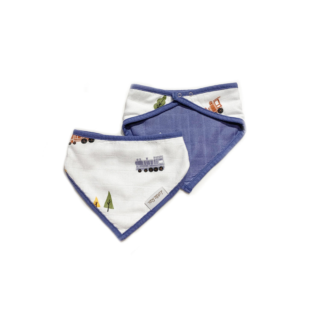 Little Rei Bandana Bib 2 Pc - Blue Train