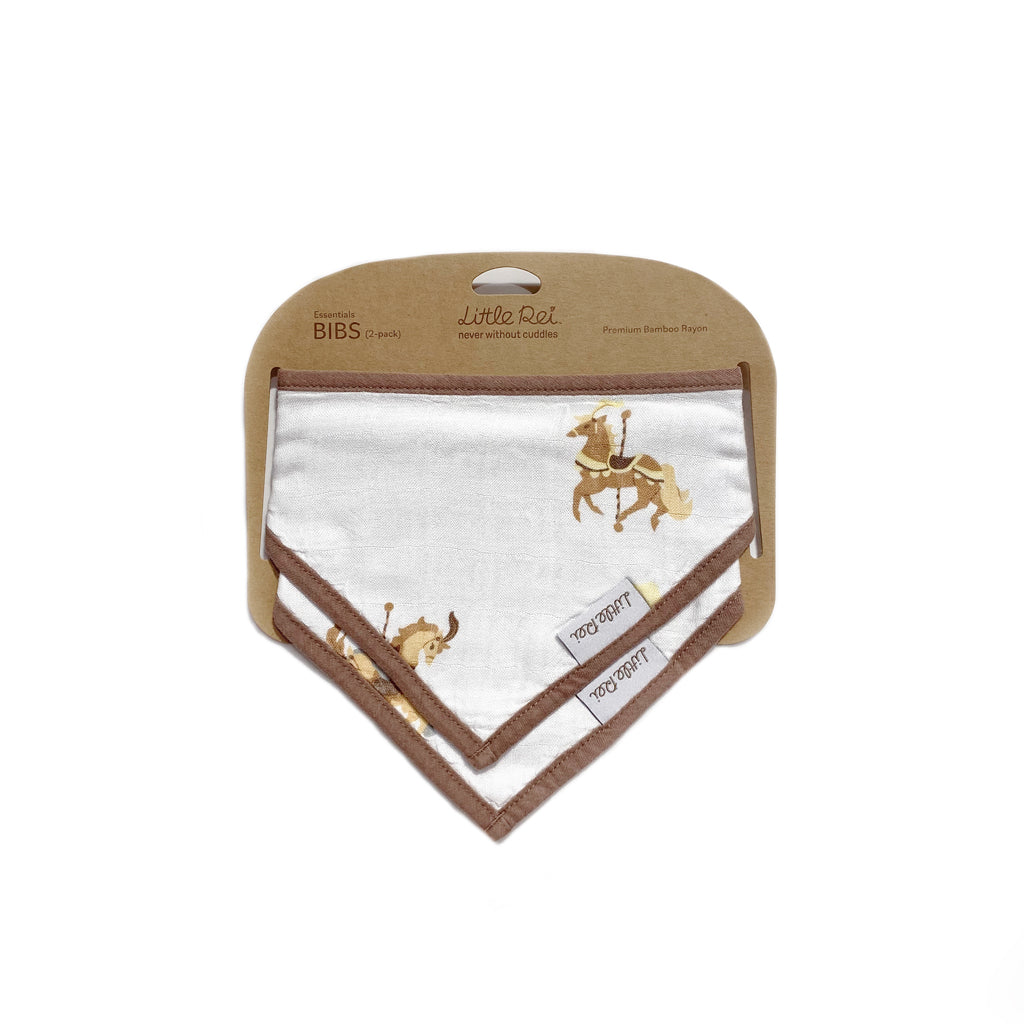 Little Rei Bandana Bib 2 Pc - Carousel Horses