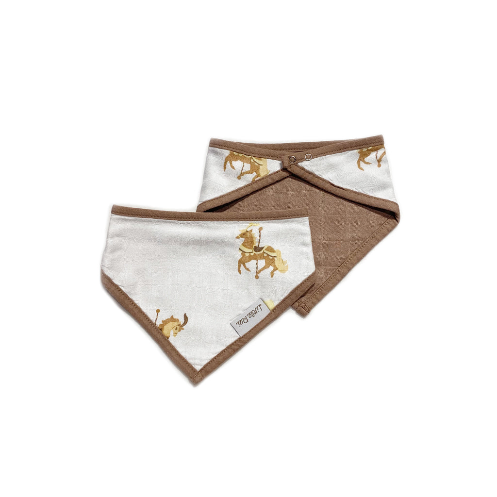 Little Rei Bandana Bib 2 Pc - Carousel Horses