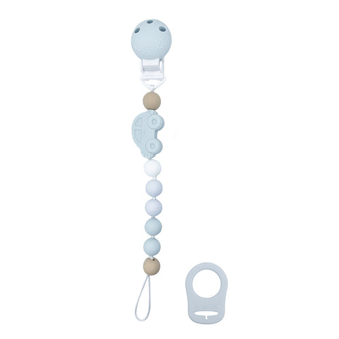 Kushies Silibeads Pacifier Clip - Blue Car