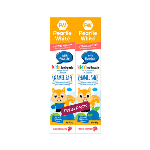 Pearlie White Enamel Safe Kids' Toothpaste with Flouride - Blueberry 45gm (Buy 1 Get 1 Free)
