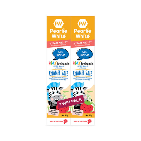 Pearlie White Enamel Safe Kids' Toothpaste with Flouride - Strawberry 45gm (Buy 1 Get 1 Free)